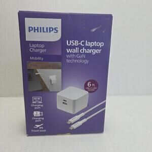 Philips USB-C Laptop 6ft. Wall Charger With GaN Technology 60W